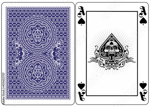 skull with ace of spades, playing card  photo