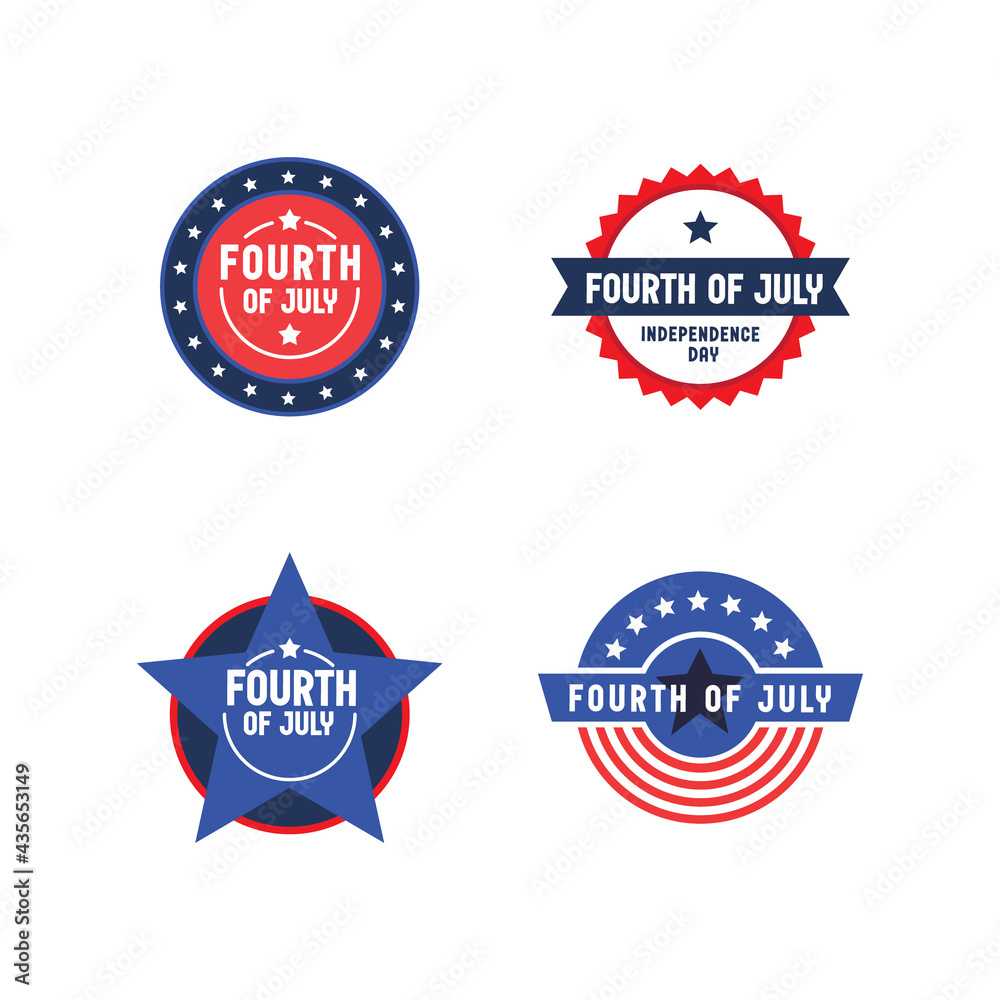 Set of 4th of July badges. Vector design for United States of America patriotic celebration. American independence day banners.