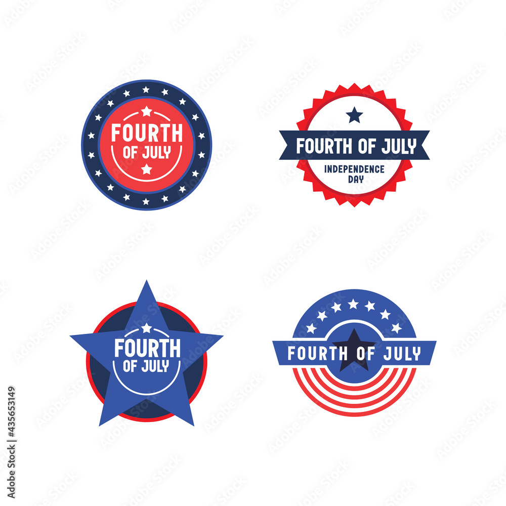 Set of 4th of July badges. Vector design for United States of America patriotic celebration. American independence day banners. Set of 4th of July badges. Vector design for United States of America patriotic celebration. American independence day banners.