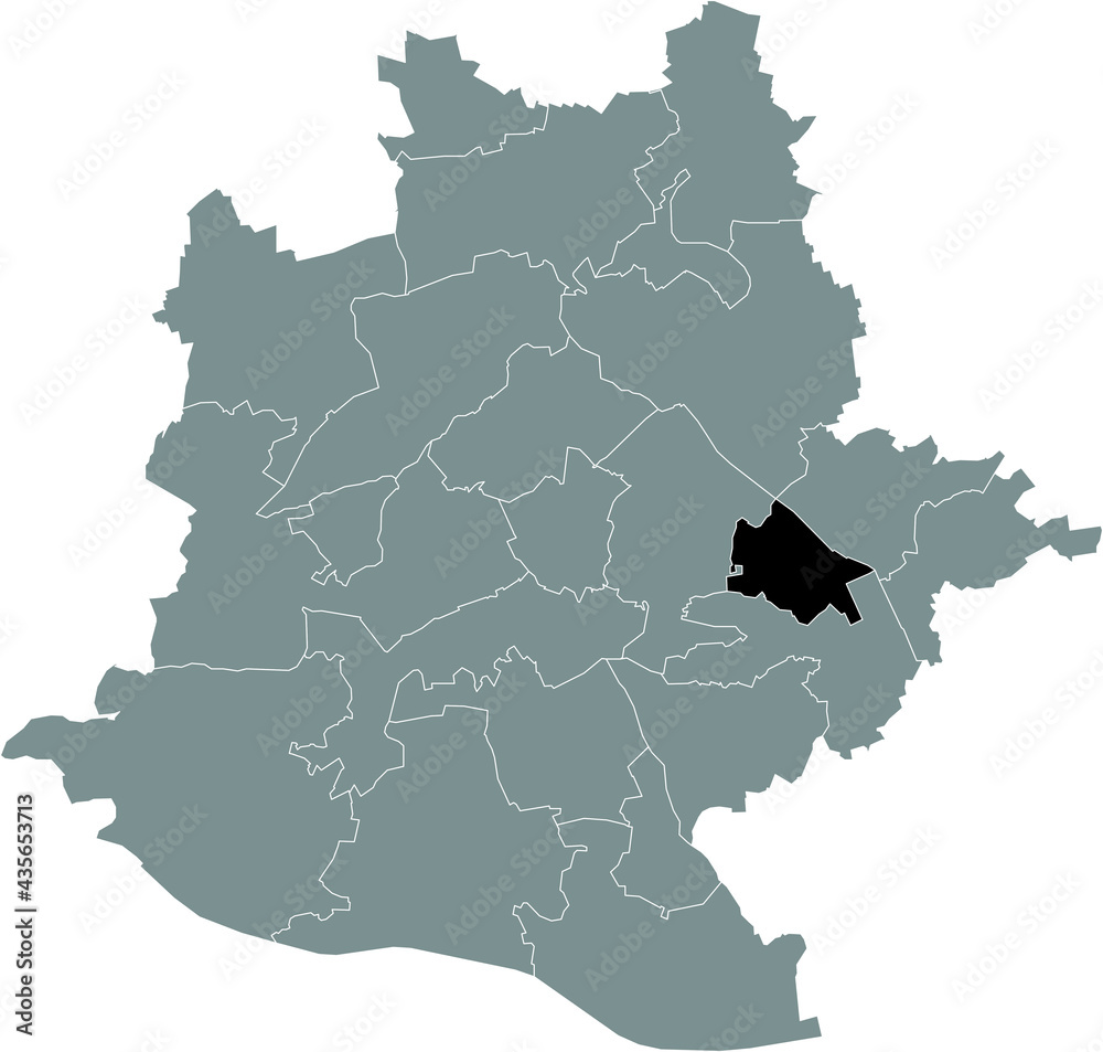 Obraz premium Black location map of the Stuttgarter Stadtbezirk Wangen district inside the German regional capital city of Stuttgart, Germany