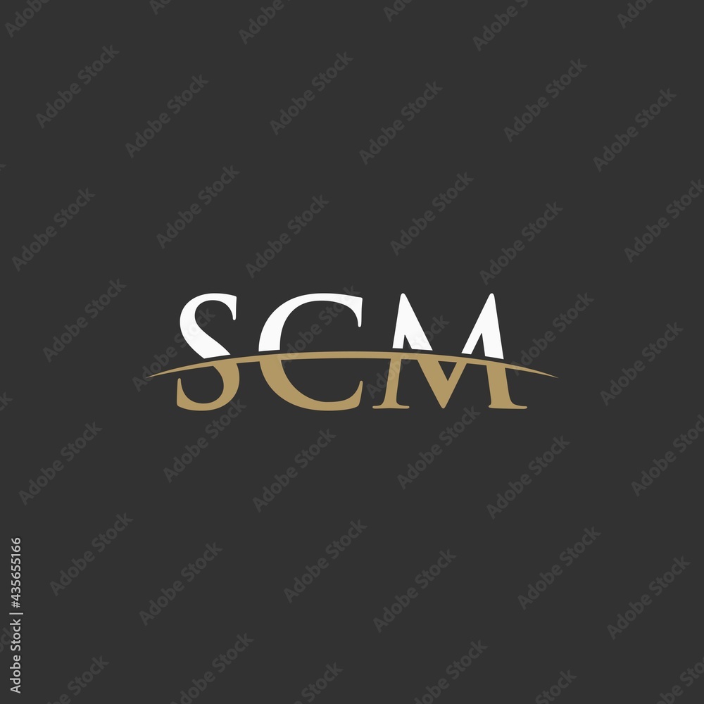 SCM initial swoosh horizon, letter logo designs vector