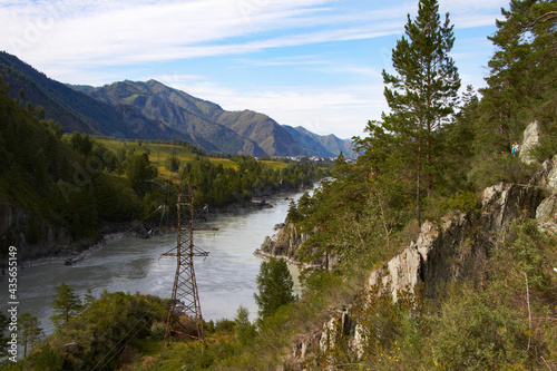  Beautiful views from the mountain to the Katun River in the Altai Mountains Russia