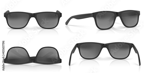 Realistic set of sunglasses. Vector isolated illustration