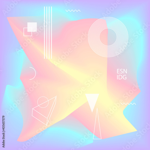 blurred liquid wavy abstract vibrant colors flow blended shapes  background with geometric scientific elements texture