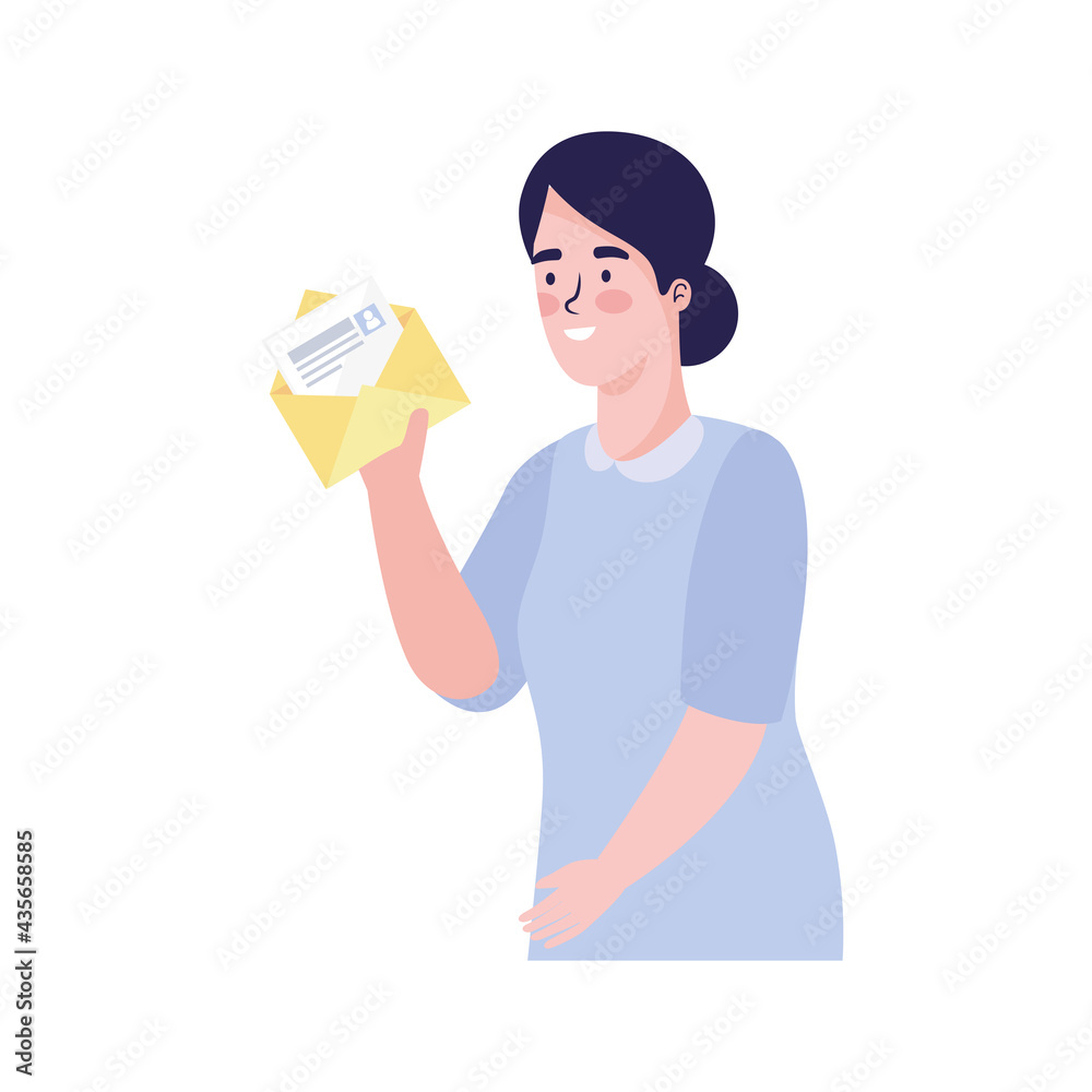 woman with open envelope