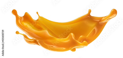 Caramel sauce splash isolated on white background photo