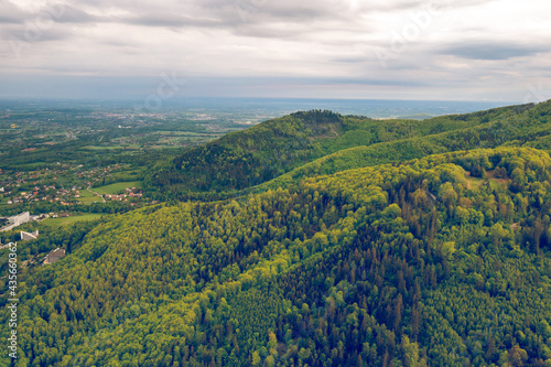 Fototapeta Naklejka Na Ścianę i Meble -  Ustron, Poland. View of Beskid Slaski mountain range, part of Carpathian mountains.Silesian Beskids.