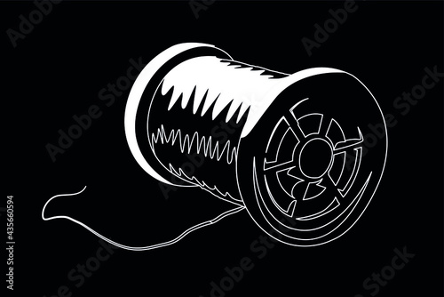 thread white on black background