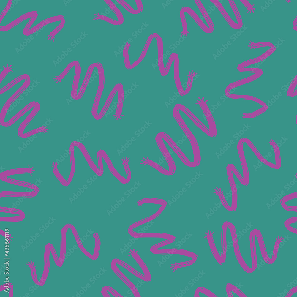 doodle abstract seamless pattern irregular chaotic waves zigzags on contrasting background