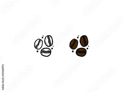 Vector of coffee beans, handdrawing, sketch. Line art design. Realistic nature style. Organic illustration.