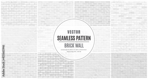 White and gray block brick wall seamless pattern collection set texture background photo