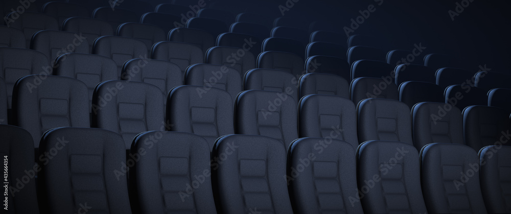 Obraz premium Empty rows of seats in the auditorium. Entertainment industry topics