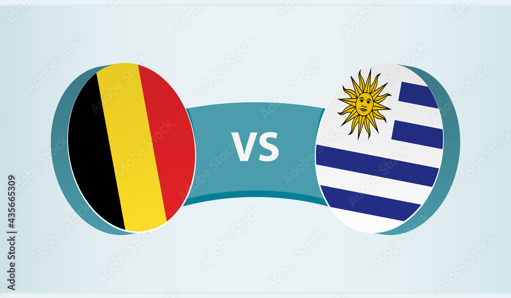 Belgium versus Uruguay, team sports competition concept. Belgium versus Uruguay, team sports competition concept.