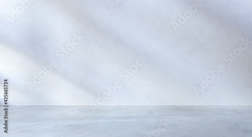 Fototapeta Naklejka Na Ścianę i Meble -  White textured wall and grey concrete floor as place for displaying your product.
