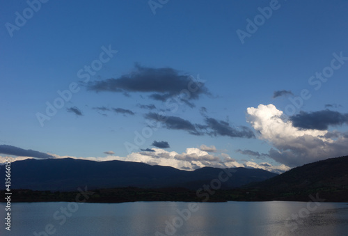 Lake with beautiful sky somewhere in Morocco in the evening