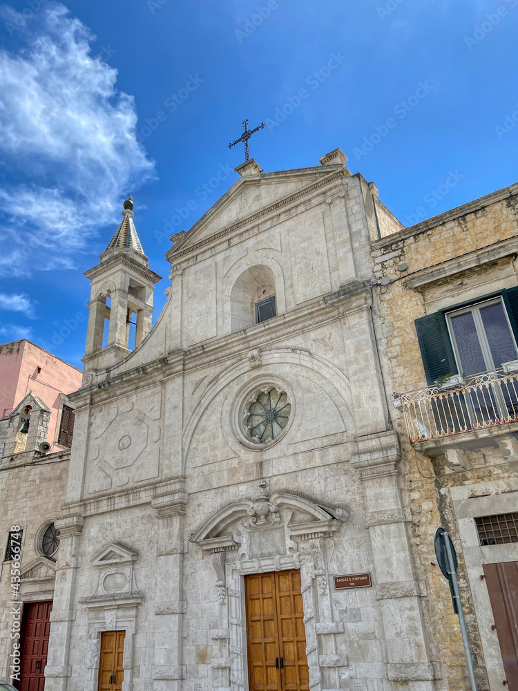 Facade of the church of Santo Stefano in Molfetta, Puglia, Italy 