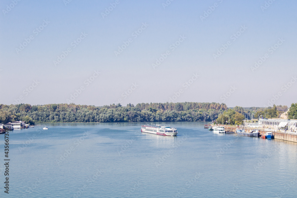 The confluence of the Sava and Danube rivers. A place where the Sava kisses the Danube. Belgrade Serbia