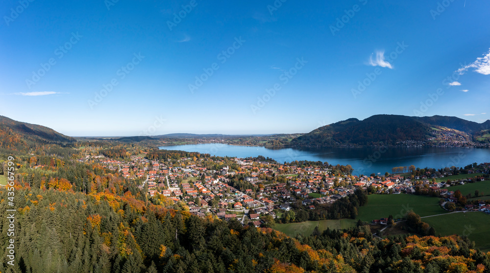 Aerial view, Bad Wiessee and Abwinkl, Tegernsee, Upper Bavaria, Bavaria, Germany,