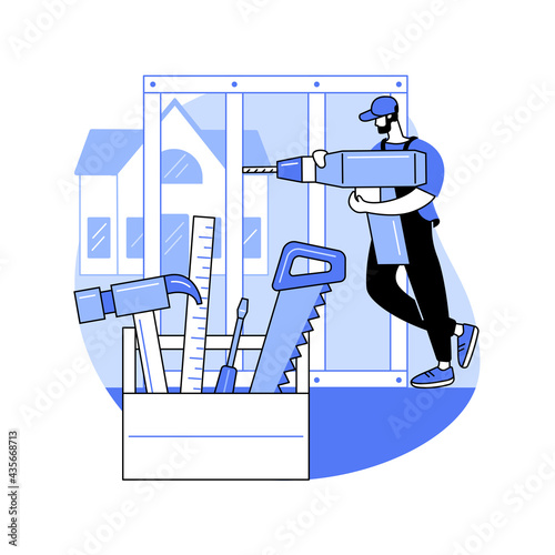 Carpenter services abstract concept vector illustration.