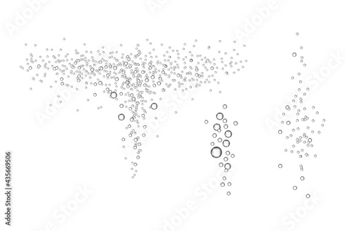 Underwater Fizzy sparkles in water, lake, river, aquarium, and ocean. Realistic effervescent champagne drink, soda effect, oxygen.
