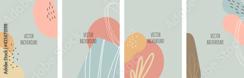 Set of vector universal backgrounds with hand drawn abstract shapes
