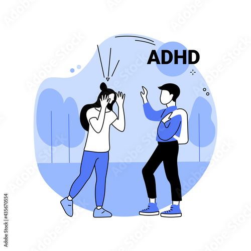 Attention deficit hyperactivity disorder abstract concept vector illustration.