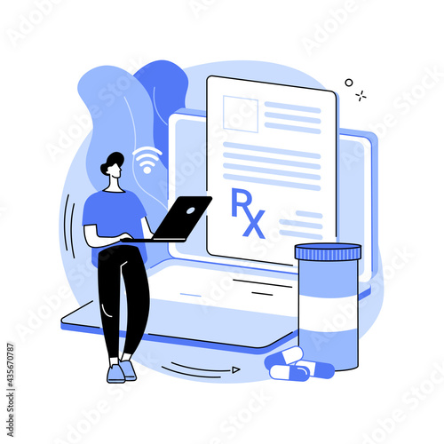Online prescription system abstract concept vector illustration.
