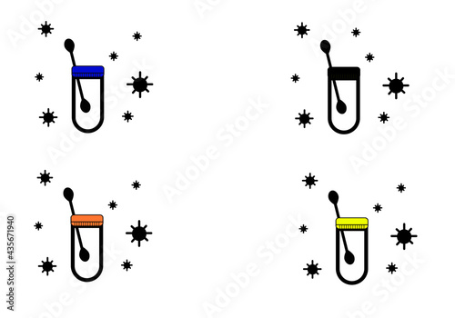 Coronavirus test line icons. Colored mobile concept and web design. Covid-19 virus test outline vector icons. Symbol, logo illustration. Vector graphic, cotton swab