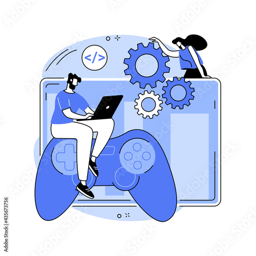 Computer games development abstract concept vector illustration.