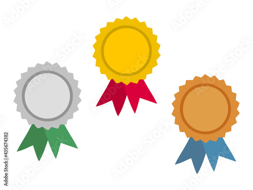 Hand Drawn Gold, Silver and Bronze medals. Pedestal of honor: first, second and third place. Character set. Vector illustration on the theme of victory, awards, winners and competitions.