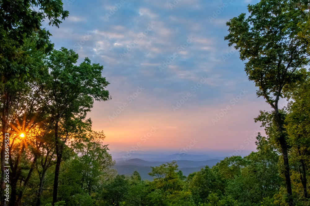 Sunrise at The Len Foote Hike Inn in the mountains of northern Georgia