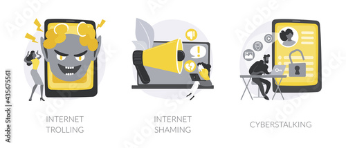 Social media aggressive behavior abstract concept vector illustrations.