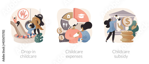 Daycare service abstract concept vector illustrations.