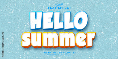 Hello summer text, editable text effect photo