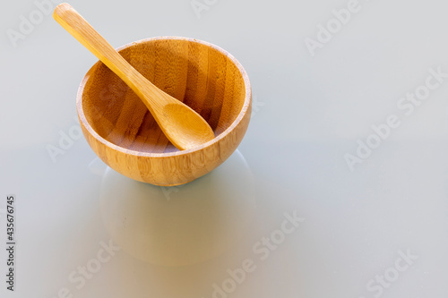 bowl and spoon made of bamboo