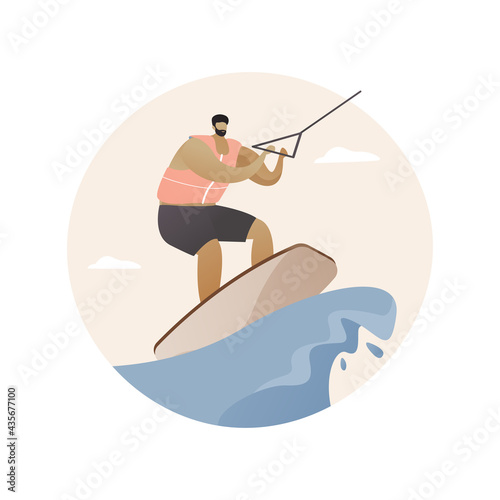 Wakeboarding abstract concept vector illustration.