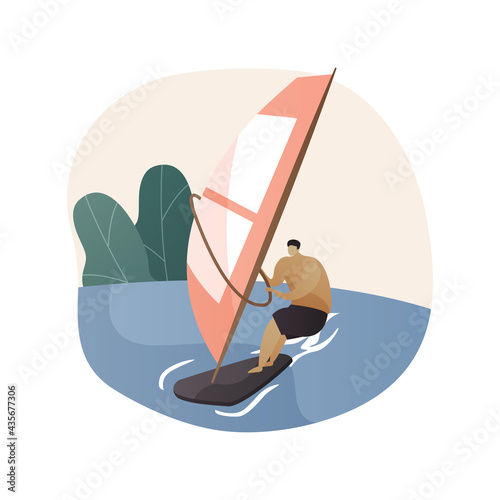 Windsurfing abstract concept vector illustration.