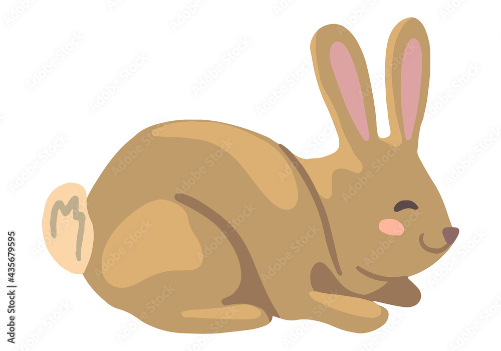 Cute hare, bunny, rabbit. Hand drawn vector stock illustration. Colored cartoon doodle. Single animal drawing isolated on white background. Element for design, print, sticker, card, decoration, wrap.
