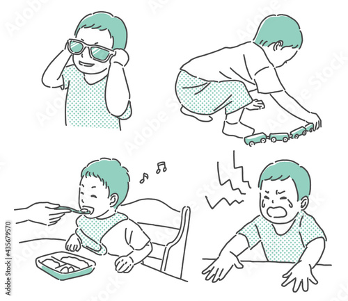 simple illustration of two years old boy