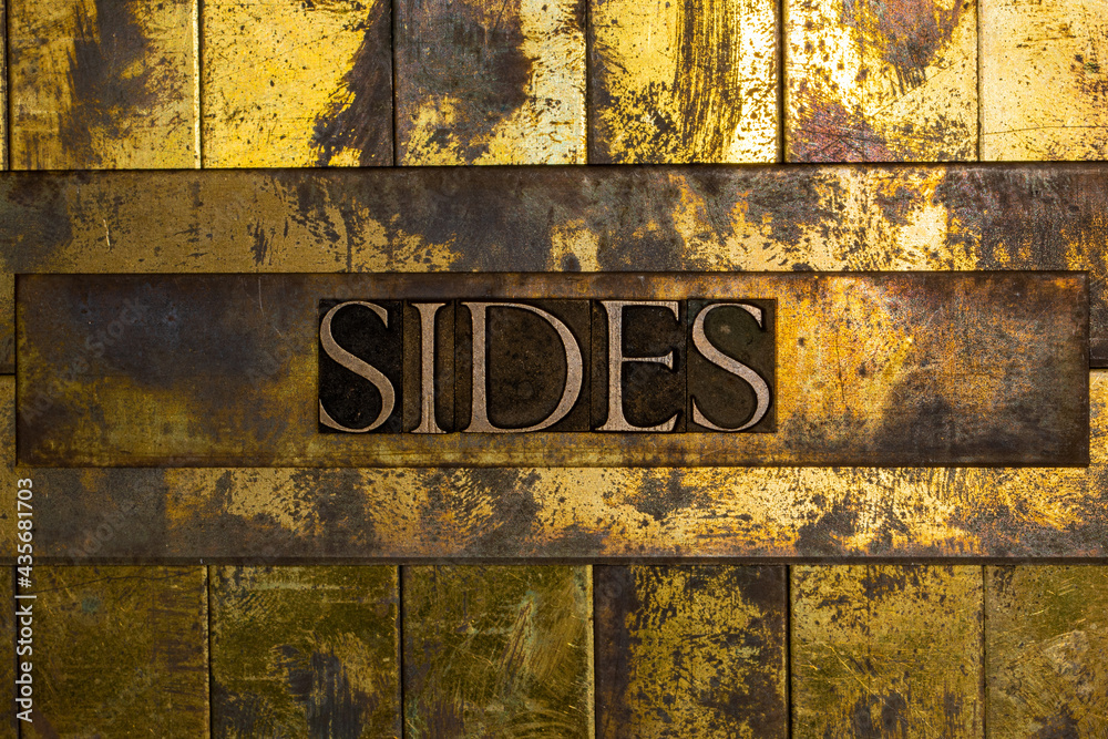 Sides text on textured copper and gold background