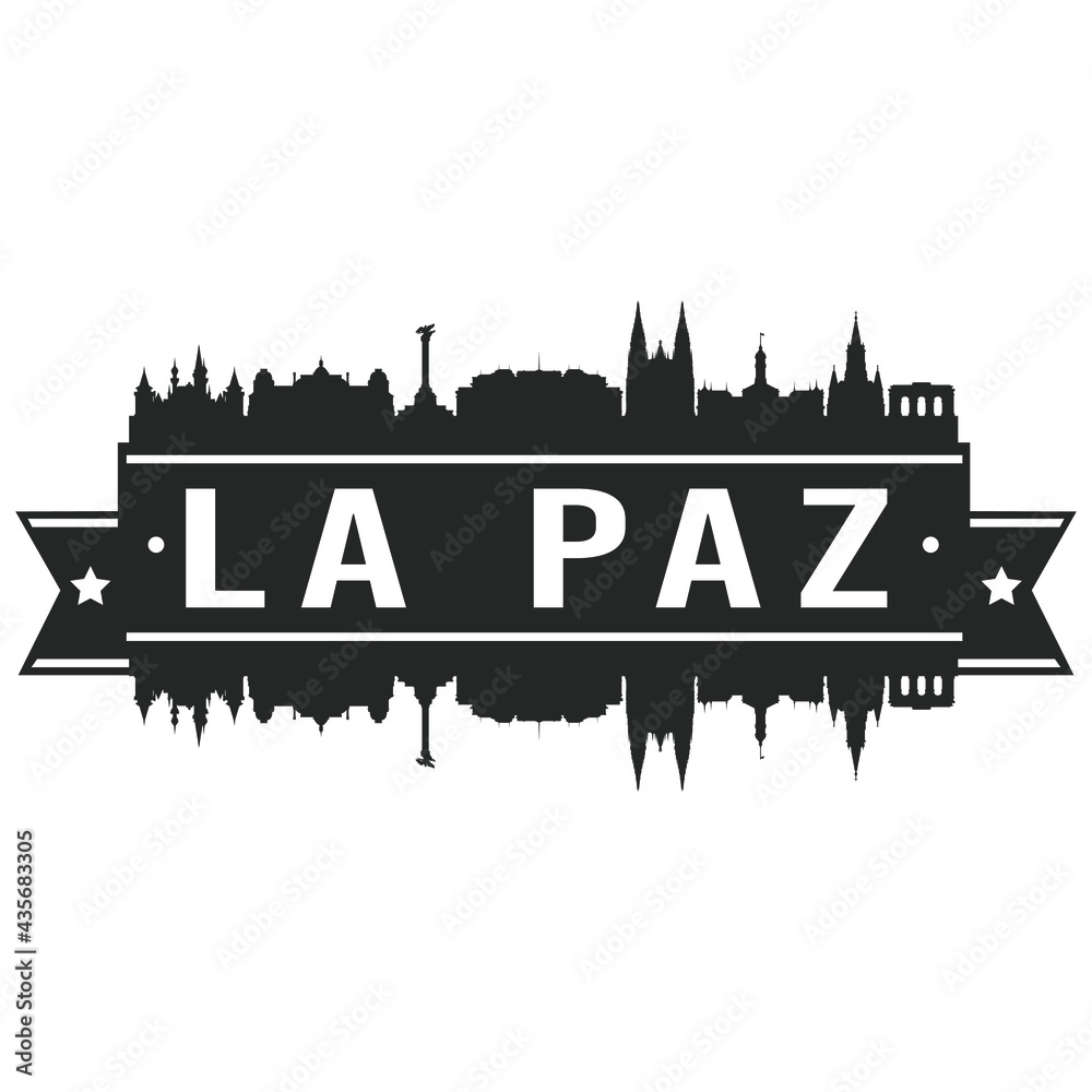 La Paz Bolivia. Skyline Silhouette City. Cityscape Design Vector. Famous Monuments Tourism.