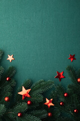 Christmas holiday background or template for a greeting card or banner with copy space for a text