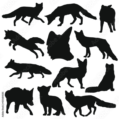 Fox Illustration Clip Art Design Shape. Animal Forest Collection Silhouettes Icon Vector