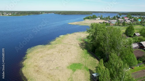 Flying over a Russian village on a drone.