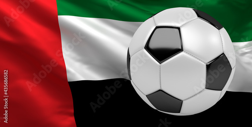 Untied Arab Emirates Flag with Soccer Ball 3D Illustration  3D Rendering 