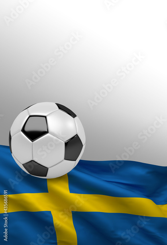 Swedish Flag with Soccer Ball Poster  3D render 