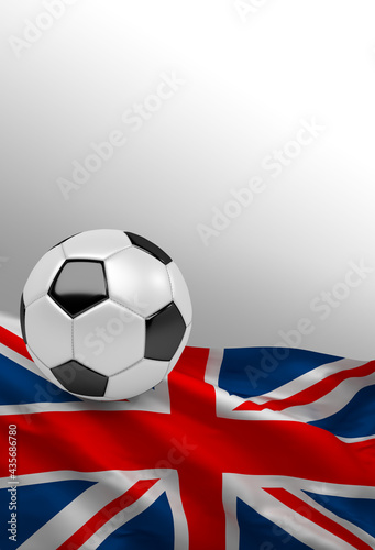 UK Flag with Soccer Ball  3D render 