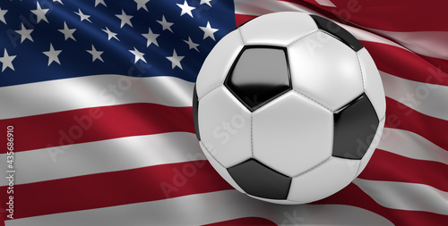 United States Flag with Soccer Ball 3D Illustration  3D Rendering 