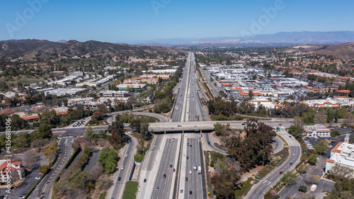 Fotografie Aerial daytime view of the downtown area of Thousand Oaks, California, USA
