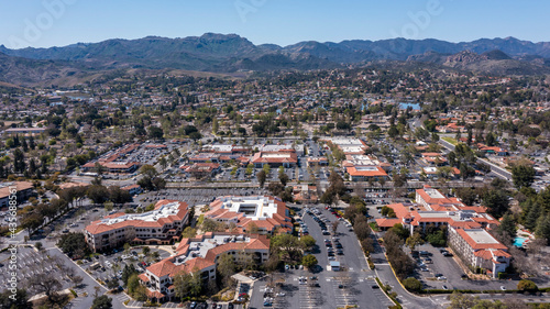 Fotografie Aerial daytime view of the downtown area of Thousand Oaks, California, USA